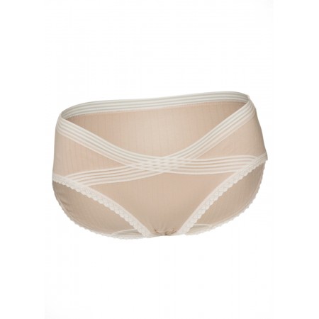 Трусы под живот с кружевом для беременных Бежевые